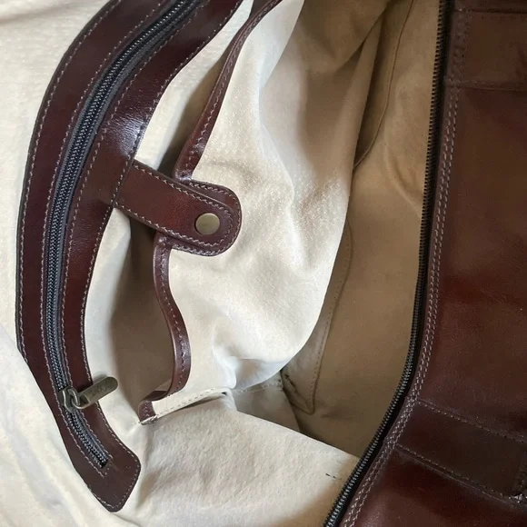 Large Leather Duffle Satchel Bag - Dark Brown - Like New - Istanbul - DeRidgi